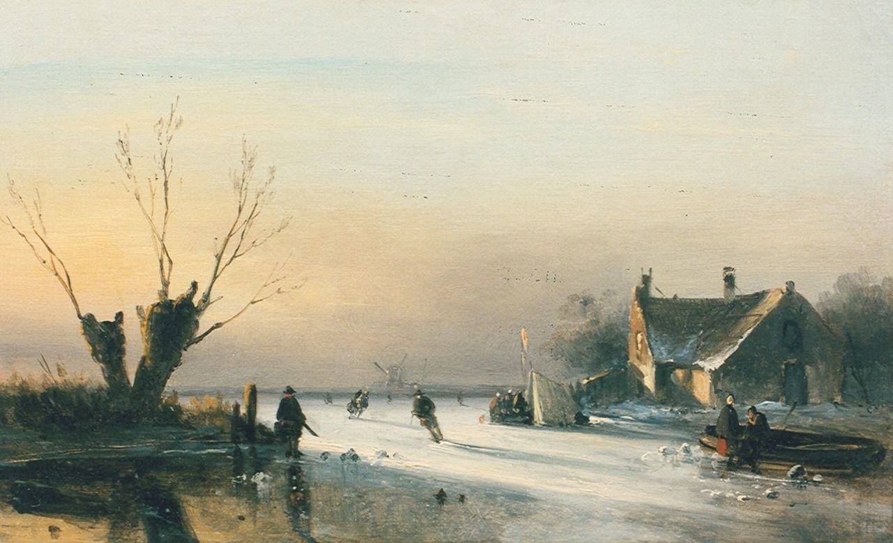 Leickert C.H.J. | 'Charles' Henri Joseph Leickert, 'Wintergezicht', olieverf op paneel 22,0 x 35,0 cm Leickert C.H.J. | 'Charles' Henri Joseph Leickert, 'Wintergezicht', olieverf op paneel 22,0 x 35,0 cm