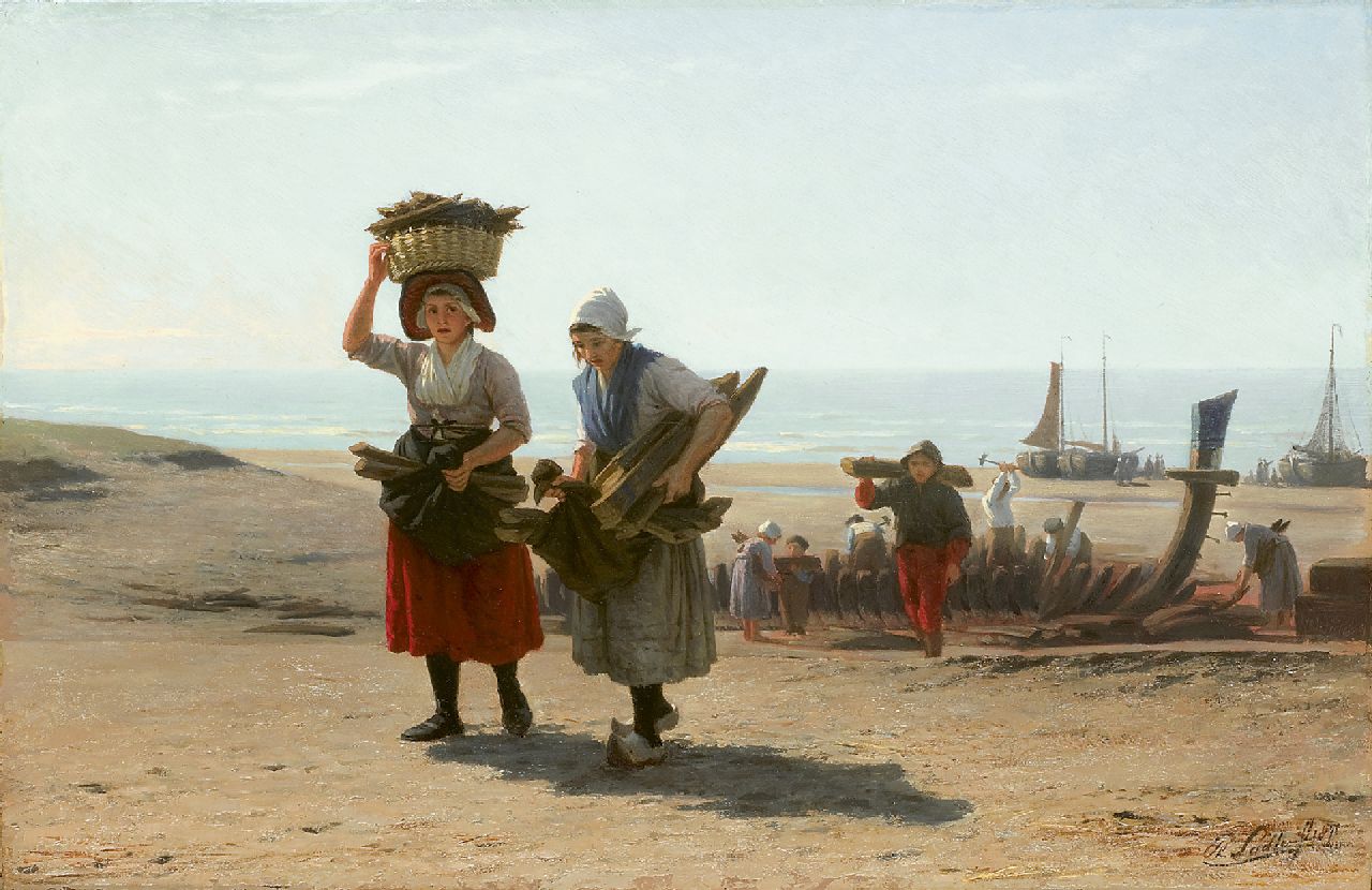 Sadée P.L.J.F.  | Philip Lodewijk Jacob Frederik Sadée, De sloop van een schip, olieverf op paneel 30,7 x 47,7 cm, gesigneerd rechtsonder en gedateerd 1871