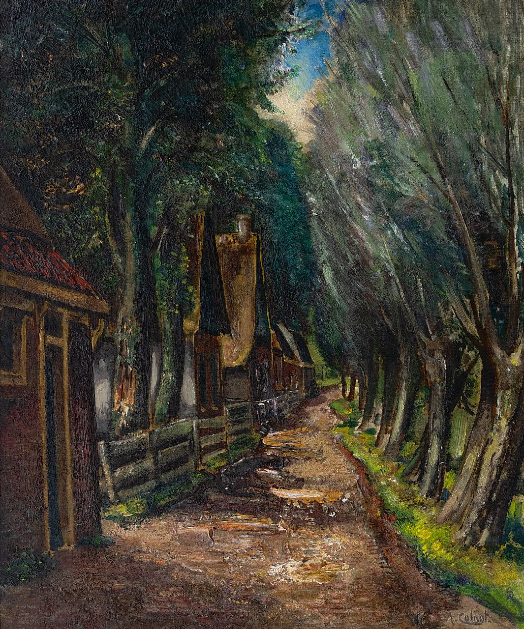 Colnot A.J.G.  | 'Arnout' Jacobus Gustaaf Colnot, Zandpad met huizen, olieverf op doek 60,0 x 50,4 cm, gesigneerd rechtsonder