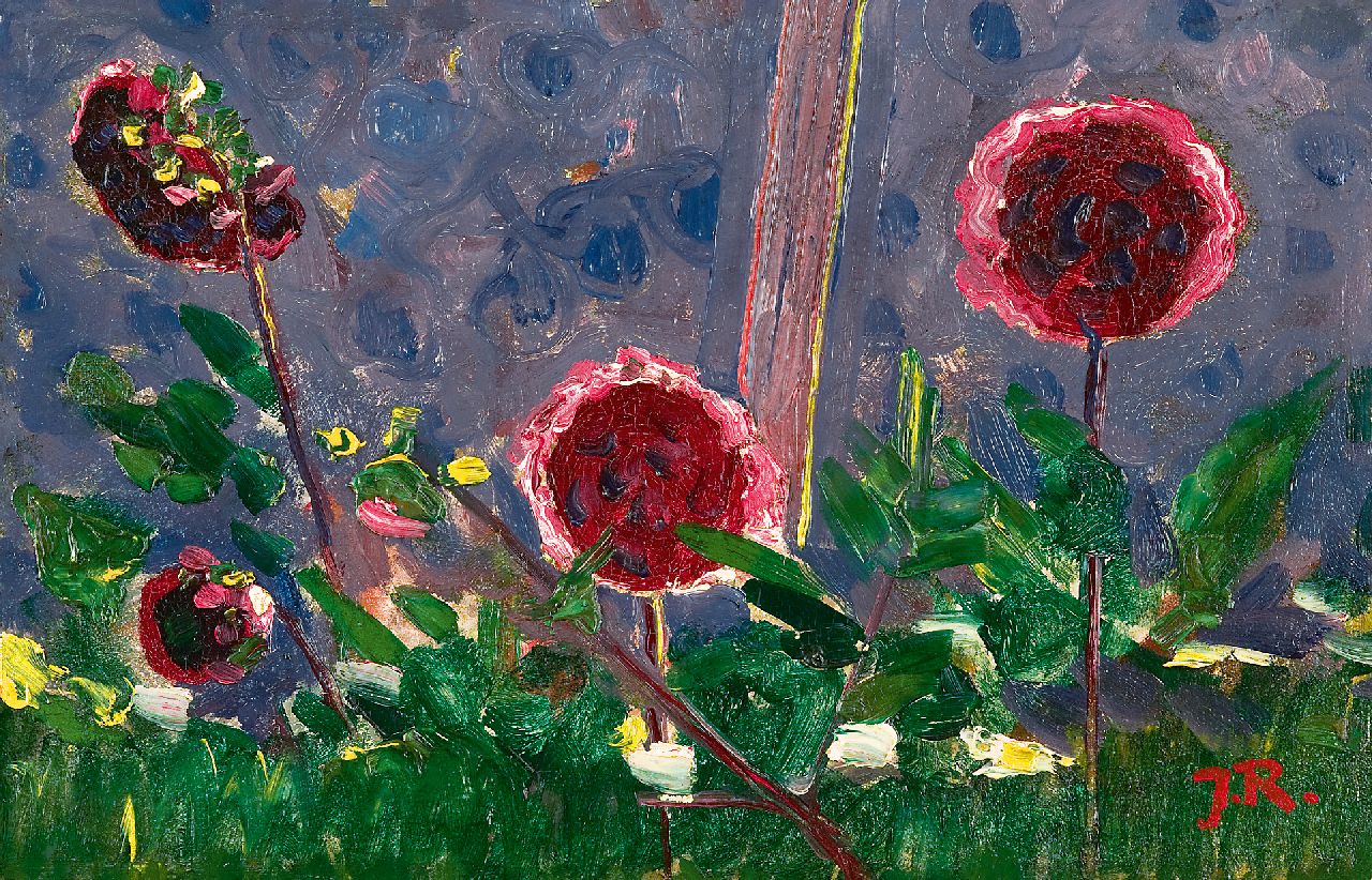 John Rädecker | Stilleven met ranonkels, olieverf op paneel, 19,3 x 29,6 cm, gesigneerd r.o. met initialen en te dateren ca. 1912 John Rädecker | Stilleven met ranonkels, olieverf op paneel, 19,3 x 29,6 cm, gesigneerd r.o. met initialen en te dateren ca. 1912