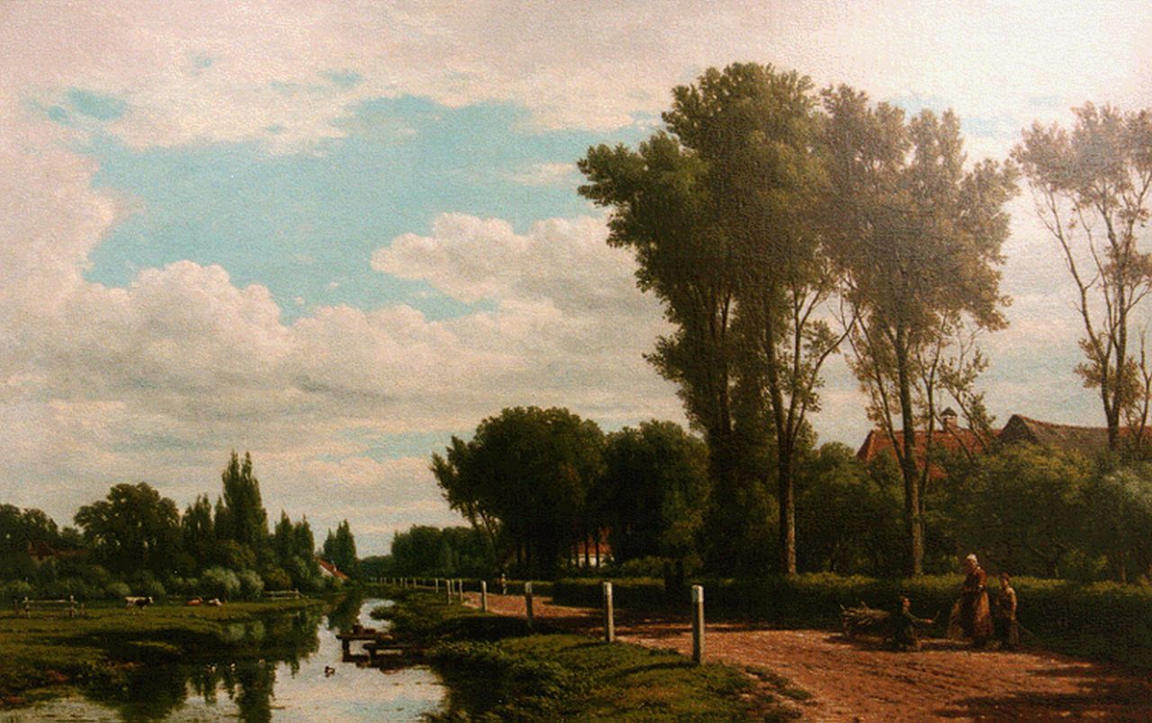 Maaten J.J. van der | Jacob Jan van der Maaten, Zomerlandschap met riviertje, olieverf op doek 61,0 x 91,0 cm, gesigneerd rechtsonder Maaten J.J. van der | Jacob Jan van der Maaten, Zomerlandschap met riviertje, olieverf op doek 61,0 x 91,0 cm, gesigneerd rechtsonder