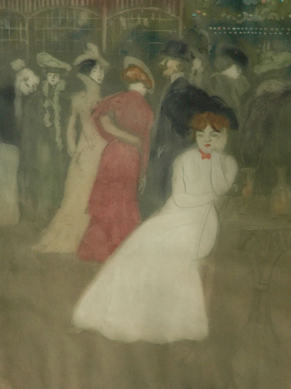 Sunyer y Miró   | Joaquín Sunyer y Miró | Grafiek te koop aangeboden | In het café, aquatint 55,5 x 42,5 cm, gesigneerd rechtsonder (in potlood)