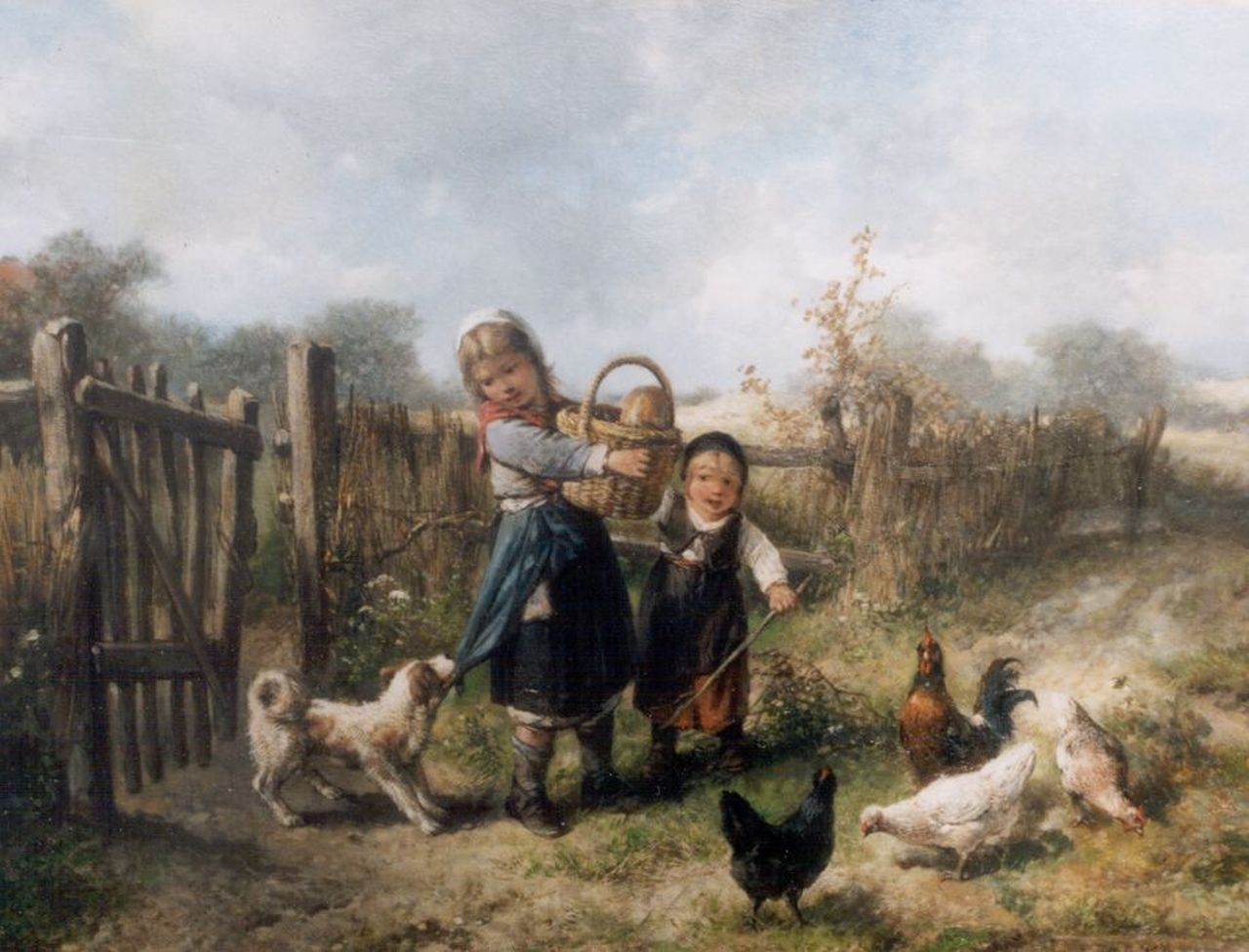 Kate J.M.H. ten | Johan 'Mari' Henri ten Kate, Bij de boerderij, olieverf op paneel 37,6 x 49,5 cm, gesigneerd rechtsonder Kate J.M.H. ten | Johan 'Mari' Henri ten Kate, Bij de boerderij, olieverf op paneel 37,6 x 49,5 cm, gesigneerd rechtsonder