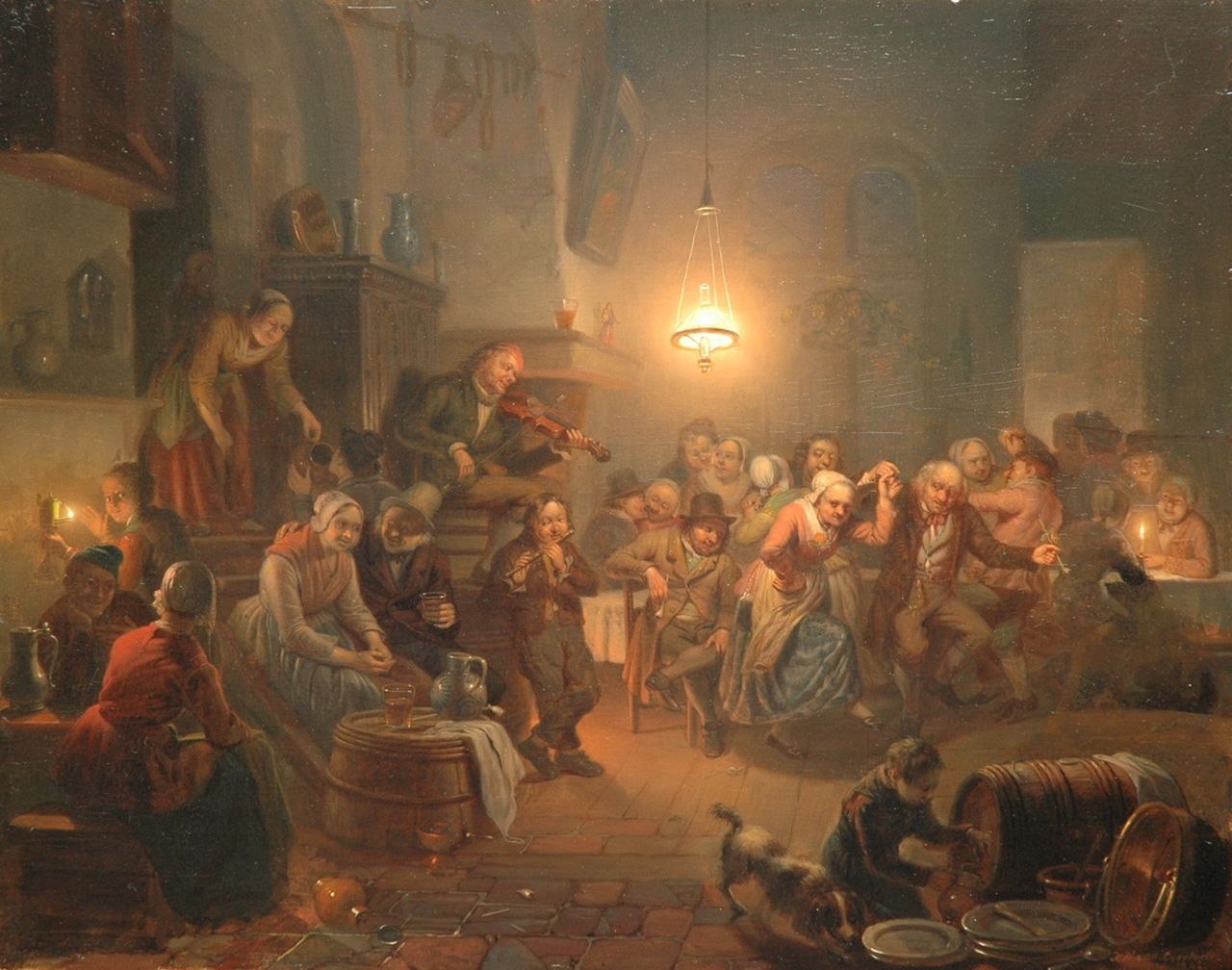 Grootvelt J.H. van | Jan Hendrik van Grootvelt, Het winnende danspaar, olieverf op paneel 47,5 x 60,0 cm, gesigneerd rechtsonder en verso en gedateerd 1842 recto en verso Grootvelt J.H. van | Jan Hendrik van Grootvelt, Het winnende danspaar, olieverf op paneel 47,5 x 60,0 cm, gesigneerd rechtsonder en verso en gedateerd 1842 recto en verso