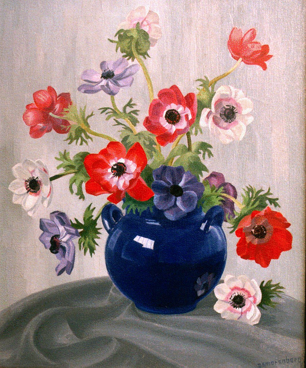 Smorenberg D. | Dirk Smorenberg, Vaas met anemonen, olieverf op doek 60,0 x 50,0 cm, gesigneerd rechtsonder en gedateerd 1922 Smorenberg D. | Dirk Smorenberg, Vaas met anemonen, olieverf op doek 60,0 x 50,0 cm, gesigneerd rechtsonder en gedateerd 1922