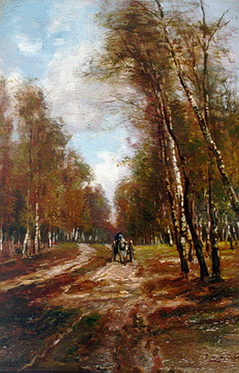 Apol L.F.H.  | Lodewijk Franciscus Hendrik 'Louis' Apol, Zomerlandschap met paard en wagen, olieverf op paneel 40,6 x 27,5 cm, gesigneerd rechtsonder