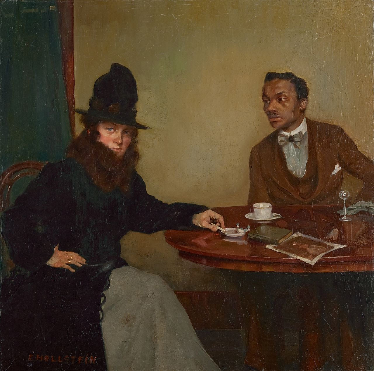 Hollstein E. | Erwin Hollstein, Café, Parijs, olieverf op doek 51,8 x 51,1 cm, gesigneerd linksonder Hollstein E. | Erwin Hollstein, Café, Parijs, olieverf op doek 51,8 x 51,1 cm, gesigneerd linksonder