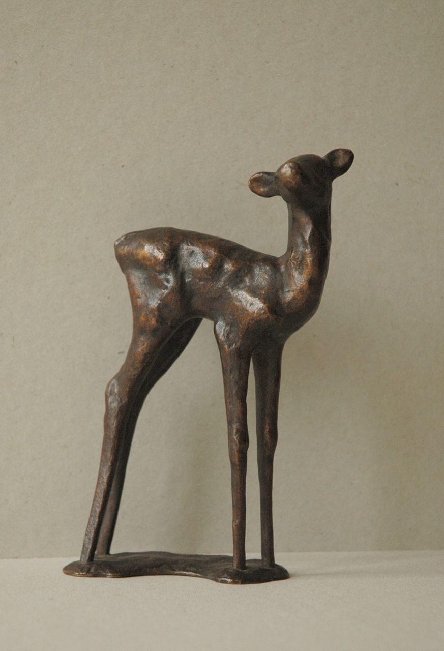 Baisch R.C.  | Rudolf Christian Baisch, Een ree, brons 15,4 x 9,8 cm, gesigneerd op basis
