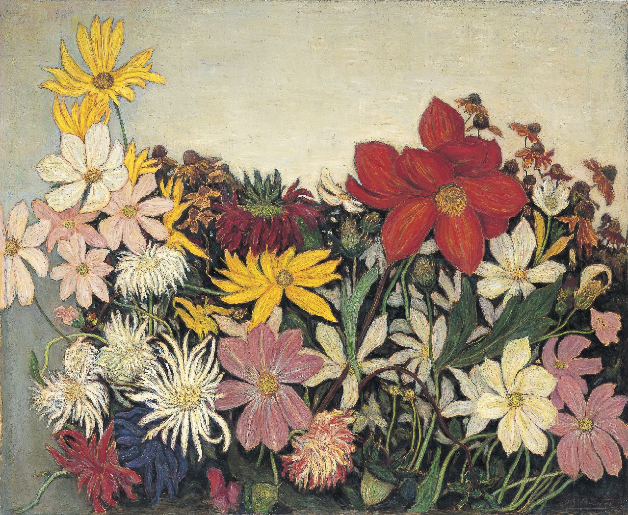 Dirk Berend Nanninga | Levens-blijheid (Bloemstilleven), olieverf op doek, 50,1 x 60,3 cm, gesigneerd r.o. en gedateerd '35