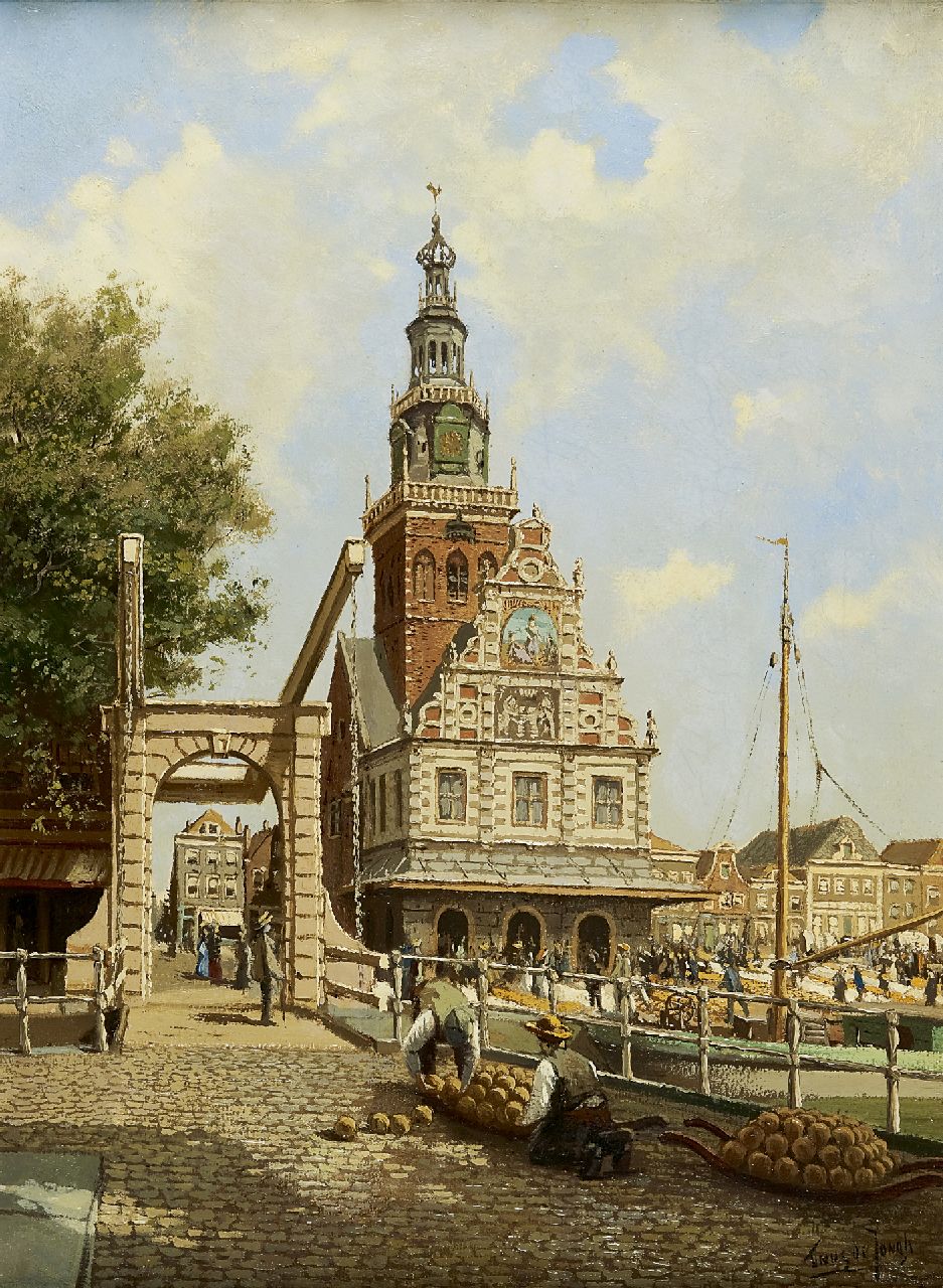 Jongh M.J. de | Martinus Johannes 'Tinus' de Jongh, Kaasmarkt te Alkmaar, olieverf op doek 60,0 x 44,8 cm, gesigneerd rechtsonder Jongh M.J. de | Martinus Johannes 'Tinus' de Jongh, Kaasmarkt te Alkmaar, olieverf op doek 60,0 x 44,8 cm, gesigneerd rechtsonder