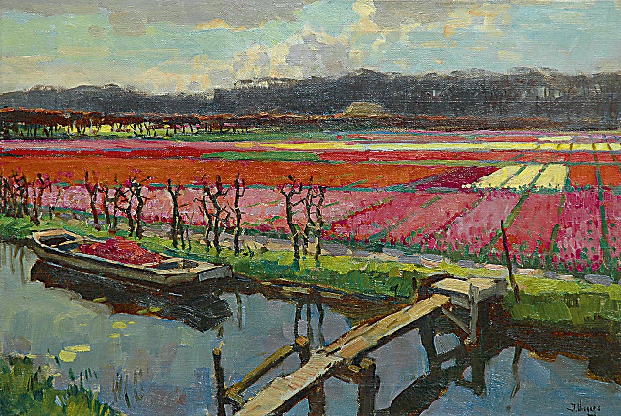 Viegers B.P. | Bernardus Petrus 'Ben' Viegers, Bloeiende bollenvelden, olieverf op doek 40,4 x 60,3 cm, gesigneerd rechtsonder Viegers B.P. | Bernardus Petrus 'Ben' Viegers, Bloeiende bollenvelden, olieverf op doek 40,4 x 60,3 cm, gesigneerd rechtsonder