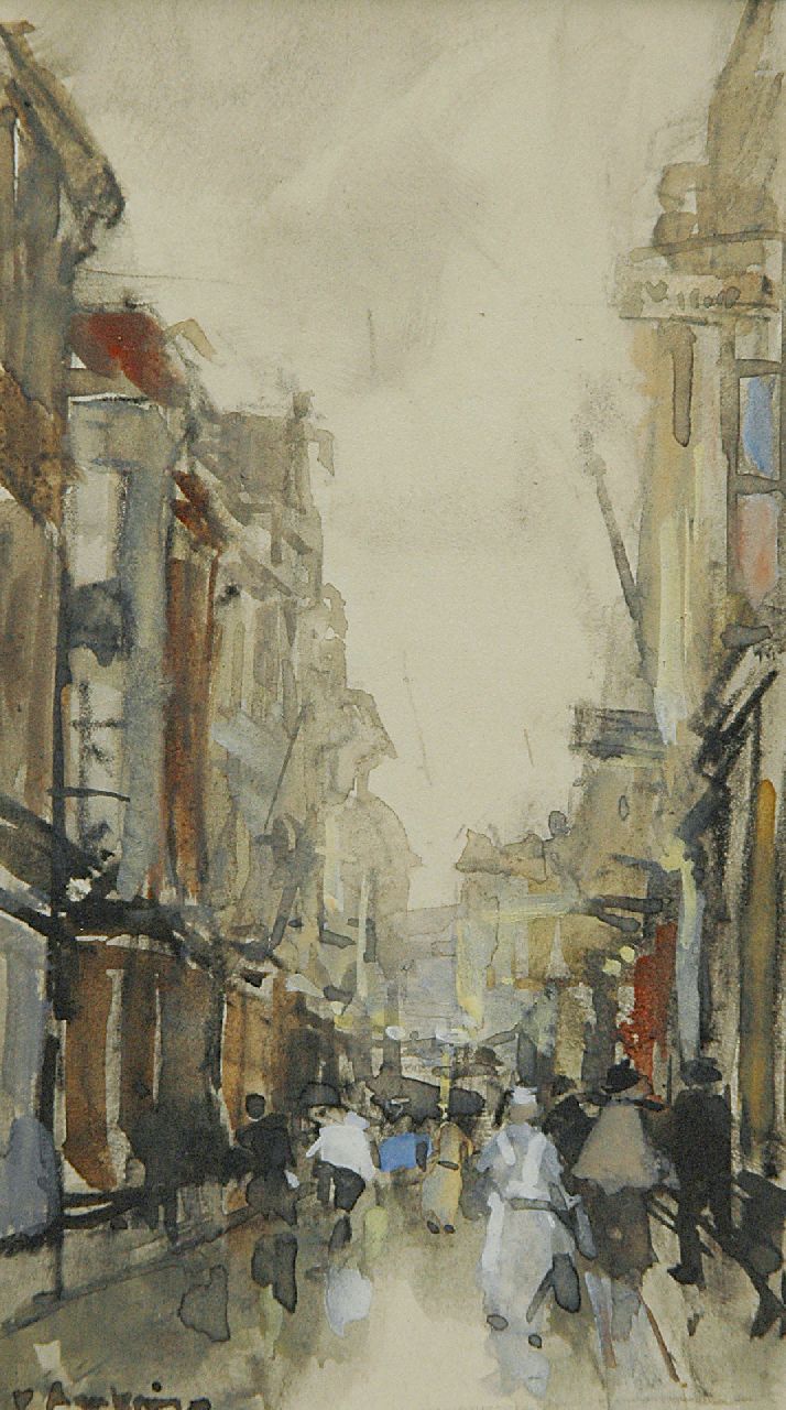 Arntzenius P.F.N.J. | Pieter Florentius Nicolaas Jacobus 'Floris' Arntzenius, Spuistraat, Den Haag, potlood en aquarel op papier 14,0 x 8,0 cm, gesigneerd linksonder en gedateerd 1919 Arntzenius P.F.N.J. | Pieter Florentius Nicolaas Jacobus 'Floris' Arntzenius, Spuistraat, Den Haag, potlood en aquarel op papier 14,0 x 8,0 cm, gesigneerd linksonder en gedateerd 1919