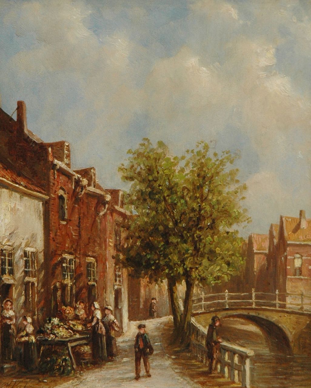 Vertin P.G. | Petrus Gerardus Vertin, Hollands straatje, olieverf op paneel 22,0 x 17,7 cm, gesigneerd l.o Vertin P.G. | Petrus Gerardus Vertin, Hollands straatje, olieverf op paneel 22,0 x 17,7 cm, gesigneerd l.o
