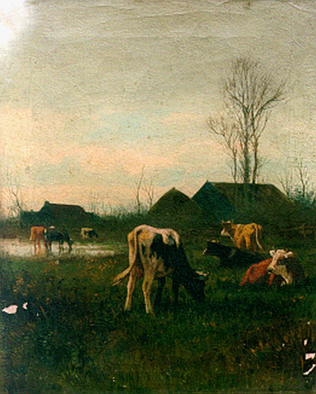 Hulk W.F. | Willem Frederik Hulk, Koeien bij de boerderij, olieverf op doek 30,3 x 25,8 cm Hulk W.F. | Willem Frederik Hulk, Koeien bij de boerderij, olieverf op doek 30,3 x 25,8 cm