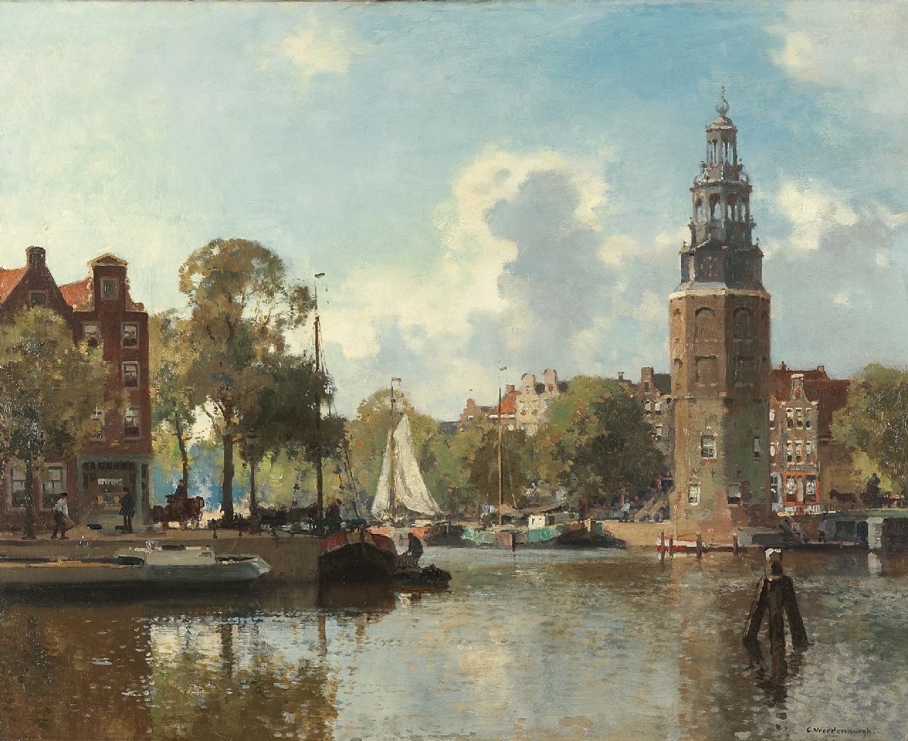Vreedenburgh C. | Cornelis Vreedenburgh, De Montelbaanstoren, Amsterdam, olieverf op doek 60,0 x 73,9 cm, gesigneerd rechtsonder Vreedenburgh C. | Cornelis Vreedenburgh, De Montelbaanstoren, Amsterdam, olieverf op doek 60,0 x 73,9 cm, gesigneerd rechtsonder