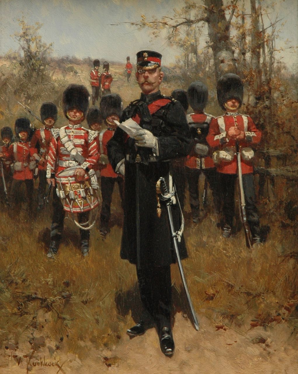 Koekkoek H.W. | Hermanus Willem Koekkoek, De Grenadier Guards van het Britse leger, olieverf op paneel 27,0 x 21,2 cm, gesigneerd linksonder en te dateren ca. 1898 Koekkoek H.W. | Hermanus Willem Koekkoek, De Grenadier Guards van het Britse leger, olieverf op paneel 27,0 x 21,2 cm, gesigneerd linksonder en te dateren ca. 1898