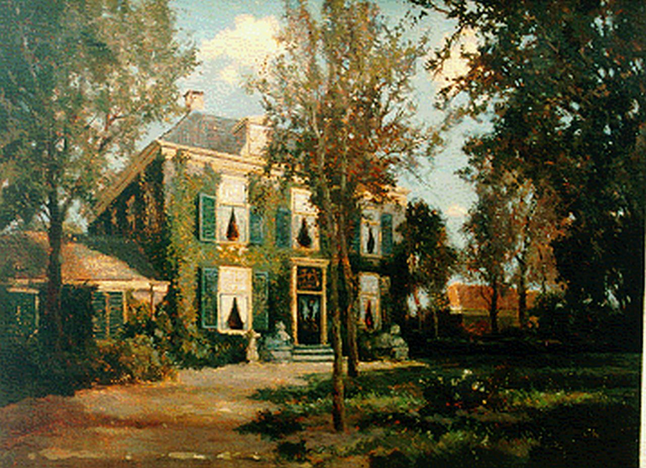 Driesten A.J. van | Arend Jan van Driesten, Buitenplaats 'Rhijnvreugd', olieverf op doek 30,0 x 40,0 cm, gesigneerd rechtsonder