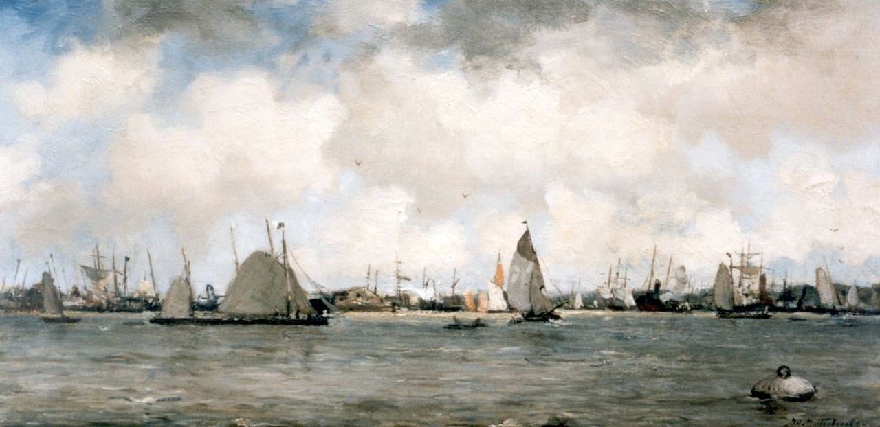 Mastenbroek J.H. van | Johan Hendrik van Mastenbroek, Havengezicht, olieverf op paneel 30,5 x 61,0 cm, gesigneerd rechtsonder en gedateerd '94 Mastenbroek J.H. van | Johan Hendrik van Mastenbroek, Havengezicht, olieverf op paneel 30,5 x 61,0 cm, gesigneerd rechtsonder en gedateerd '94