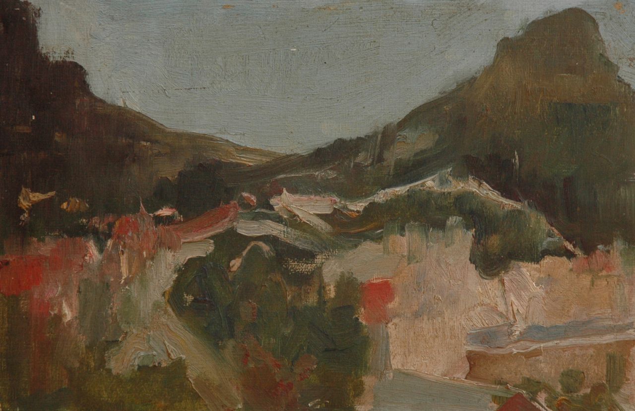 Frankfort E.  | Eduard Frankfort, Berglandschap, olieverf op board 20,5 x 30,5 cm