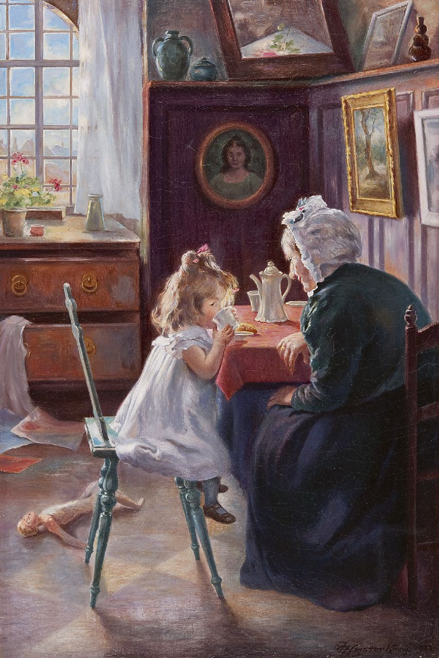 Heisterkamp J.  | Heisterkamp, Grootmoeders lieveling, olieverf op doek 60,5 x 40,8 cm, gesigneerd rechtsonder en gedateerd 1923