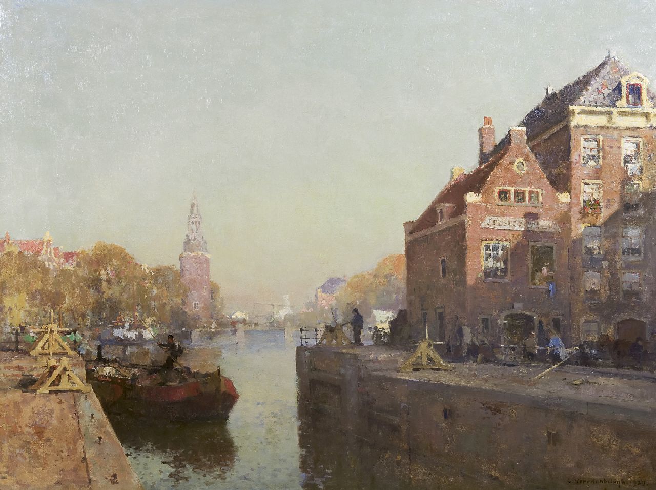 Vreedenburgh C. | Cornelis Vreedenburgh, De Sint Antoniesluis, Amsterdam, olieverf op doek 90,5 x 120,6 cm, gesigneerd rechtsonder en gedateerd 1920 Vreedenburgh C. | Cornelis Vreedenburgh, De Sint Antoniesluis, Amsterdam, olieverf op doek 90,5 x 120,6 cm, gesigneerd rechtsonder en gedateerd 1920