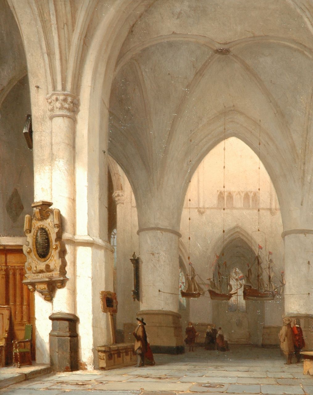 Schenkel J.J. | Jan Jacob Schenkel, Interieur van de St. Bavokerk, Haarlem, olieverf op paneel 45,1 x 35,9 cm, gesigneerd linksonder en gedateerd 1857 Schenkel J.J. | Jan Jacob Schenkel, Interieur van de St. Bavokerk, Haarlem, olieverf op paneel 45,1 x 35,9 cm, gesigneerd linksonder en gedateerd 1857