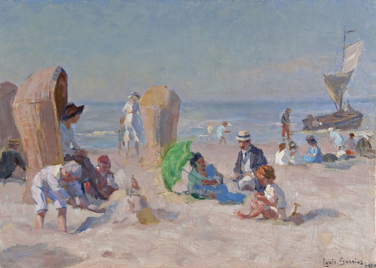 Soonius L. | Lodewijk 'Louis' Soonius, Zomerse dag aan het strand, olieverf op doek 33,0 x 46,2 cm, gesigneerd rechtsonder en gedateerd 1920 Soonius L. | Lodewijk 'Louis' Soonius, Zomerse dag aan het strand, olieverf op doek 33,0 x 46,2 cm, gesigneerd rechtsonder en gedateerd 1920