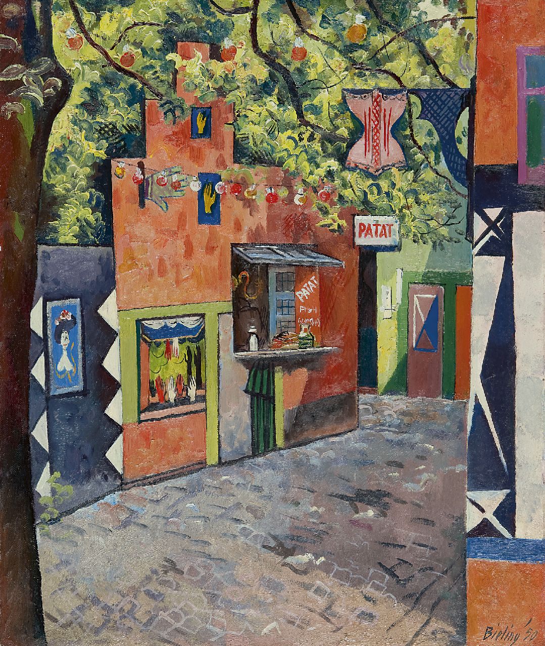 Bieling H.F. | Hermann Friederich 'Herman' Bieling, Dorpsplein, olieverf op doek 49,1 x 41,5 cm, gesigneerd rechtsonder en gedateerd '50 Bieling H.F. | Hermann Friederich 'Herman' Bieling, Dorpsplein, olieverf op doek 49,1 x 41,5 cm, gesigneerd rechtsonder en gedateerd '50