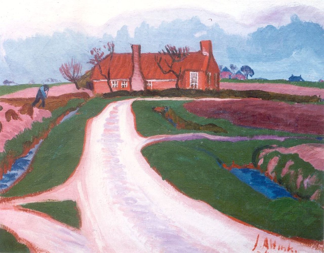 Altink J.  | Jan Altink, Boerenlandschap, olieverf op doek 55,5 x 68,5 cm, gesigneerd rechtsonder en gedateerd '24