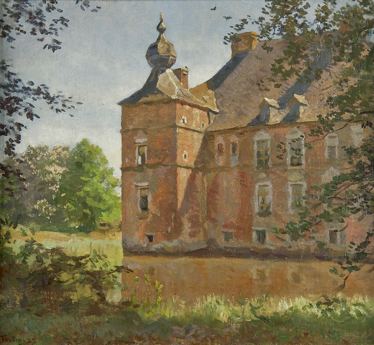 Tholen W.B.  | Willem Bastiaan Tholen, De Cannenburgh in de zomer, olieverf op doek op paneel 37,3 x 41,4 cm, gesigneerd linksonder en gedateerd '22