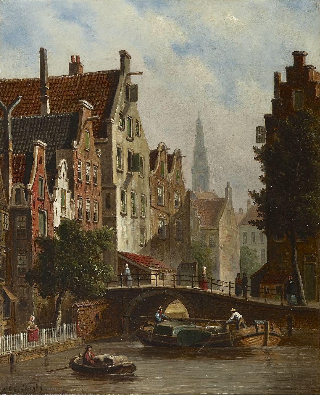 Jongh O.R. de | Oene Romkes de Jongh, Amsterdams stadsgezicht met de Westertoren, olieverf op doek 36,1 x 29,7 cm, gesigneerd linksonder Jongh O.R. de | Oene Romkes de Jongh, Amsterdams stadsgezicht met de Westertoren, olieverf op doek 36,1 x 29,7 cm, gesigneerd linksonder
