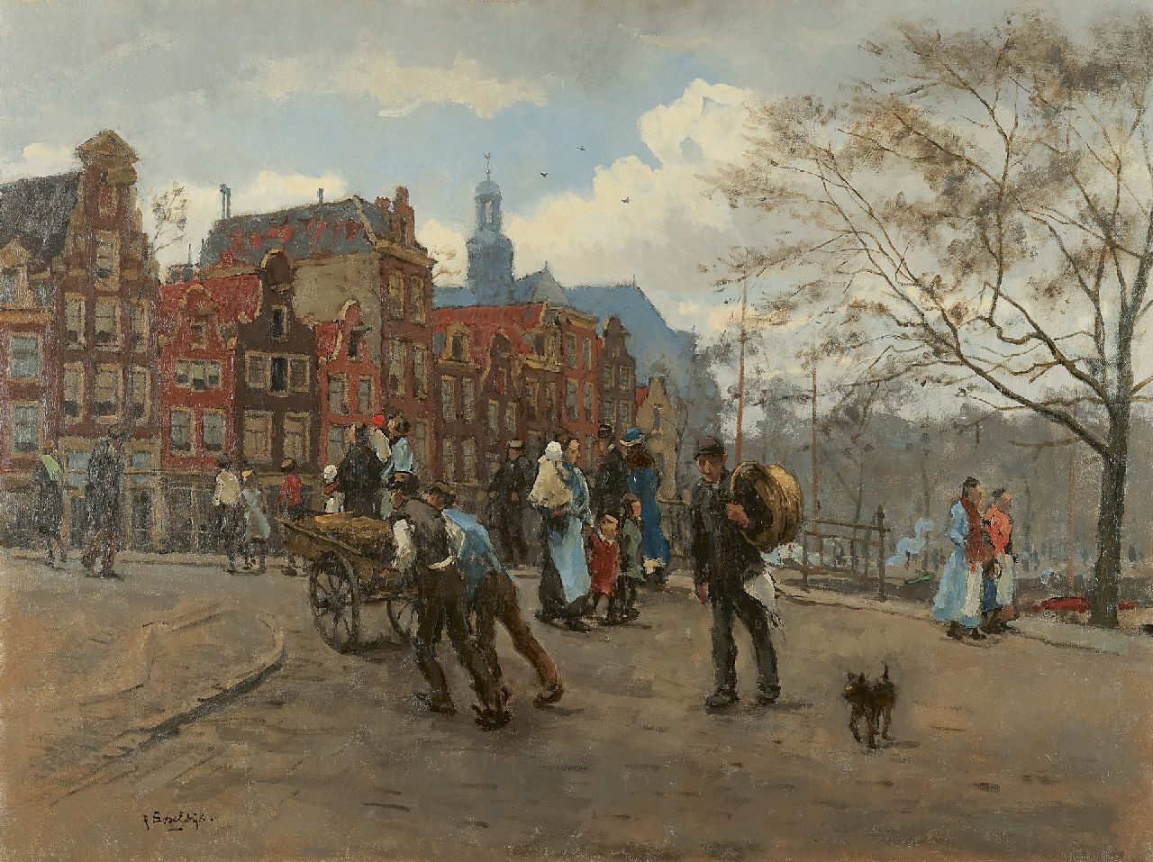 Bobeldijk F. | Felicien Bobeldijk, Gezicht op de Prinsengracht, Amsterdam, met de Noorderkerk, olieverf op doek 60,2 x 79,9 cm, gesigneerd linksonder Bobeldijk F. | Felicien Bobeldijk, Gezicht op de Prinsengracht, Amsterdam, met de Noorderkerk, olieverf op doek 60,2 x 79,9 cm, gesigneerd linksonder