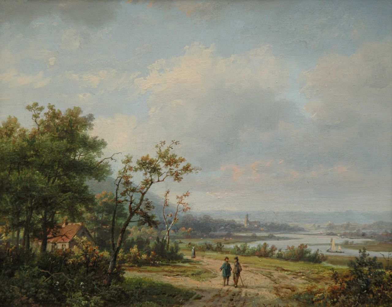 Koekkoek/Koekkoek sr. M.A. I /H. M.A.I /H. | Marinus Adrianus /Hermanus Koekkoek/Koekkoek sr. M.A. I /H., Gezicht op de De Rijn bij Kleef, olieverf op paneel 17,3 x 21,8 cm, gesigneerd rechtsonder Koekkoek/Koekkoek sr. M.A. I /H. M.A.I /H. | Marinus Adrianus /Hermanus Koekkoek/Koekkoek sr. M.A. I /H., Gezicht op de De Rijn bij Kleef, olieverf op paneel 17,3 x 21,8 cm, gesigneerd rechtsonder