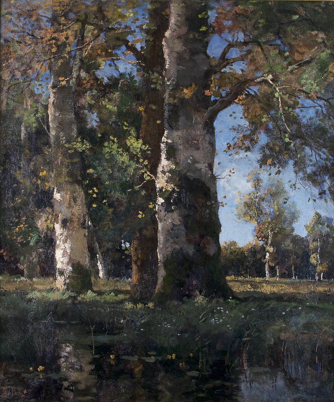 Bock T.E.A. de | Théophile Emile Achille de Bock, Beukenstammen, olieverf op doek 96,8 x 82,1 cm, gesigneerd linksonder en gedateerd '96 Bock T.E.A. de | Théophile Emile Achille de Bock, Beukenstammen, olieverf op doek 96,8 x 82,1 cm, gesigneerd linksonder en gedateerd '96