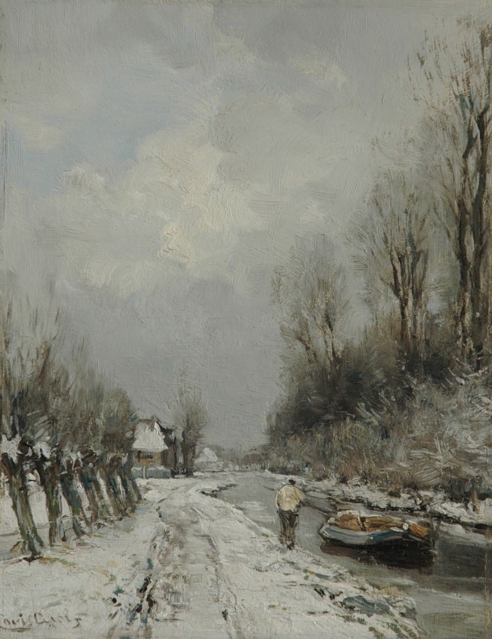 Apol L.F.H. | Lodewijk Franciscus Hendrik 'Louis' Apol, Trekvaart in de sneeuw, olieverf op paneel 28,1 x 21,9 cm, gesigneerd linksonder Apol L.F.H. | Lodewijk Franciscus Hendrik 'Louis' Apol, Trekvaart in de sneeuw, olieverf op paneel 28,1 x 21,9 cm, gesigneerd linksonder