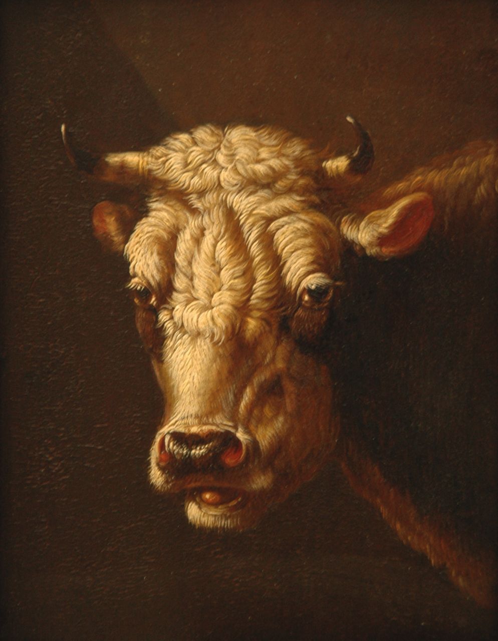 Verhoesen A. | Albertus Verhoesen, Portret van een koe, olieverf op paneel 17,5 x 13,1 cm Verhoesen A. | Albertus Verhoesen, Portret van een koe, olieverf op paneel 17,5 x 13,1 cm
