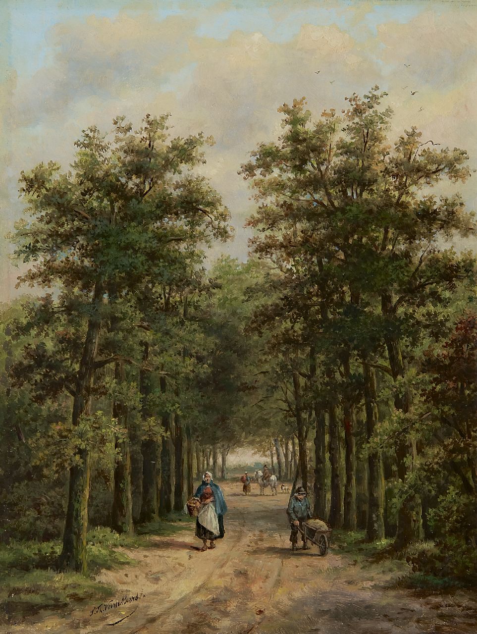 Voorn Boers S.T. | Sebastiaan Theodorus Voorn Boers, Landvolk op zomers bospad, olieverf op paneel 34,0 x 25,6 cm, gesigneerd linksonder Voorn Boers S.T. | Sebastiaan Theodorus Voorn Boers, Landvolk op zomers bospad, olieverf op paneel 34,0 x 25,6 cm, gesigneerd linksonder