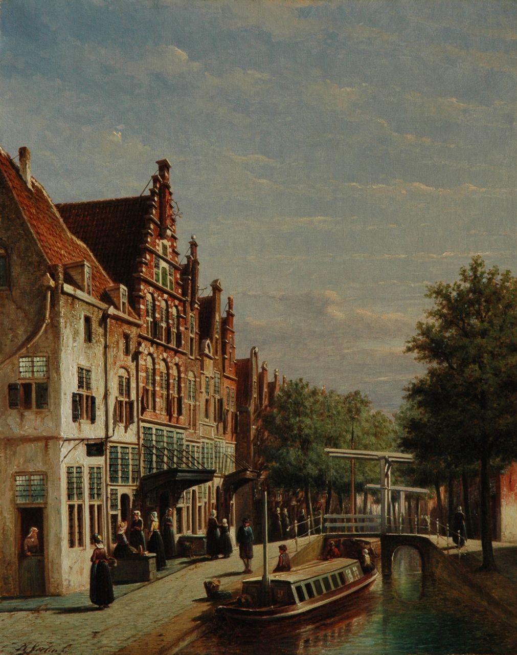Vertin P.G. | Petrus Gerardus Vertin, Stadsgezicht met het Alkmaarse Huis met de Schopjes, olieverf op doek 63,1 x 50,9 cm, gesigneerd linksonder Vertin P.G. | Petrus Gerardus Vertin, Stadsgezicht met het Alkmaarse Huis met de Schopjes, olieverf op doek 63,1 x 50,9 cm, gesigneerd linksonder