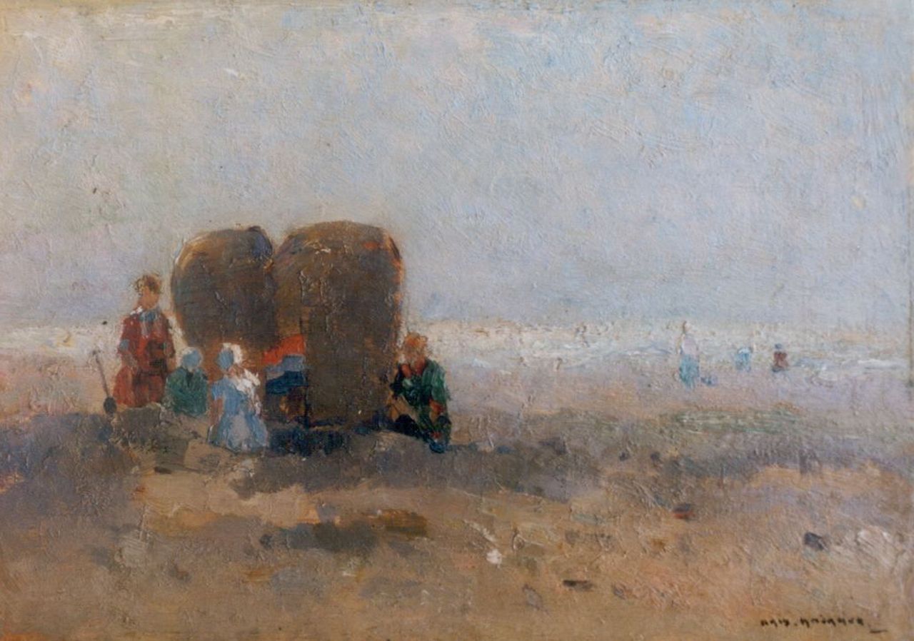 Knikker A. | Aris Knikker, Strandgezicht, olieverf op schildersboard 19,5 x 28,0 cm, gesigneerd rechtsonder Knikker A. | Aris Knikker, Strandgezicht, olieverf op schildersboard 19,5 x 28,0 cm, gesigneerd rechtsonder