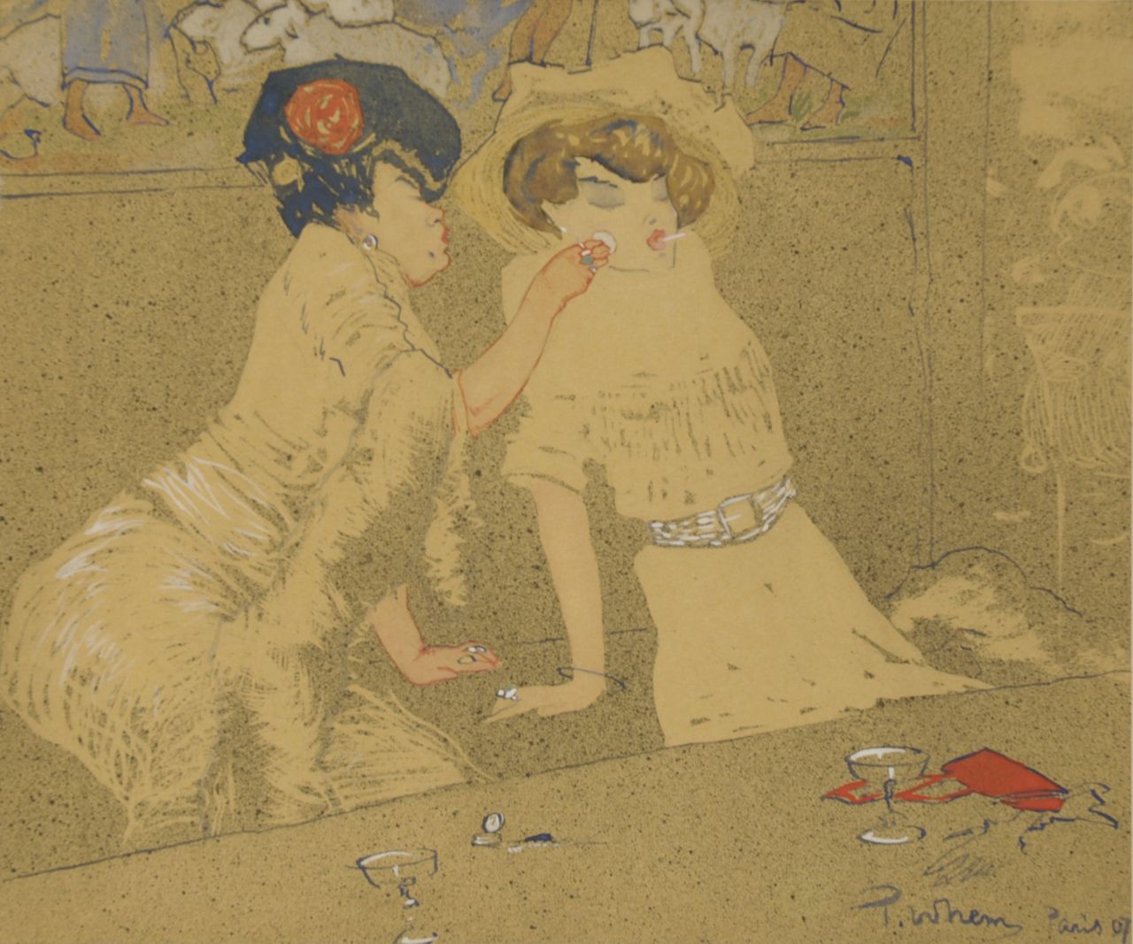 Hem P. van der | Pieter 'Piet' van der Hem, Een avondje uit in Parijs, Oost-Indische inkt, aquarel en gouache op papier 22,5 x 26,8 cm, gesigneerd rechtsonder en gedateerd 'Paris 07' Hem P. van der | Pieter 'Piet' van der Hem, Een avondje uit in Parijs, Oost-Indische inkt, aquarel en gouache op papier 22,5 x 26,8 cm, gesigneerd rechtsonder en gedateerd 'Paris 07'
