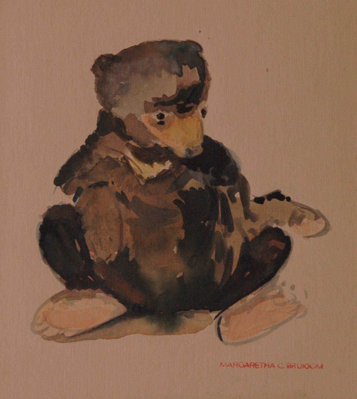 Bruigom M.C. | Margaretha Cornelia 'Greta' Bruigom, Beer, aquarel op papier 22,1 x 17,8 cm, gesigneerd rechtsonder met naamstempel Bruigom M.C. | Margaretha Cornelia 'Greta' Bruigom, Beer, aquarel op papier 22,1 x 17,8 cm, gesigneerd rechtsonder met naamstempel
