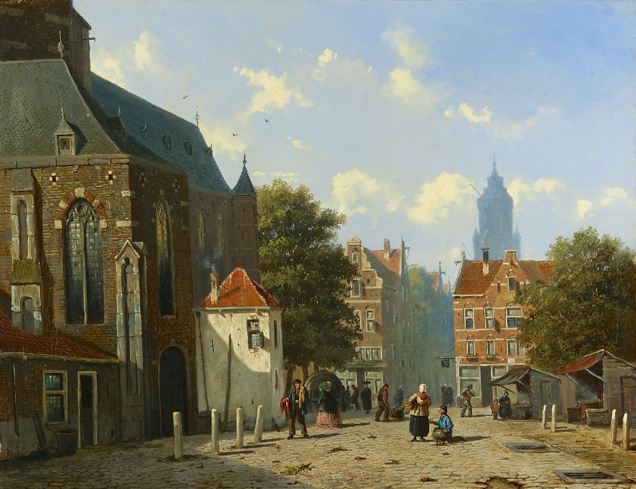 Roosdorp F. | Frederik Roosdorp, Gezicht op een Hollands kerkplein, olieverf op doek 55,9 x 71,4 cm Roosdorp F. | Frederik Roosdorp, Gezicht op een Hollands kerkplein, olieverf op doek 55,9 x 71,4 cm