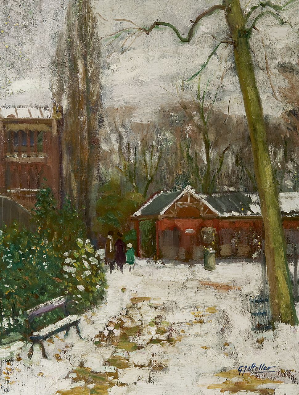 Staller G.J. | Gerard Johan Staller, Artis in de winter, olieverf op doek 53,3 x 41,3 cm, gesigneerd rechtsonder en te dateren ca. 1910 Staller G.J. | Gerard Johan Staller, Artis in de winter, olieverf op doek 53,3 x 41,3 cm, gesigneerd rechtsonder en te dateren ca. 1910