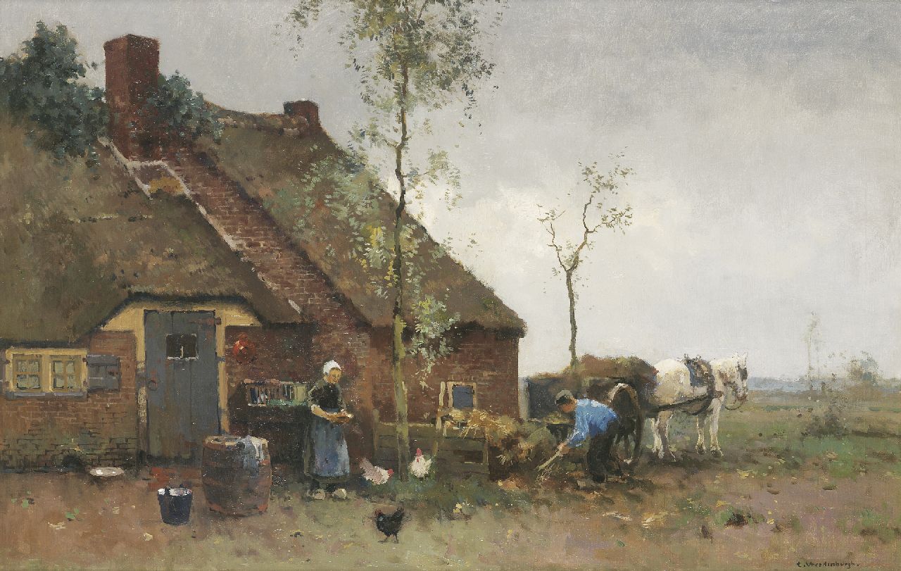 Vreedenburgh C. | Cornelis Vreedenburgh, Bedrijvigheid op het boerenerf, olieverf op doek 58,4 x 89,0 cm, gesigneerd rechtsonder Vreedenburgh C. | Cornelis Vreedenburgh, Bedrijvigheid op het boerenerf, olieverf op doek 58,4 x 89,0 cm, gesigneerd rechtsonder