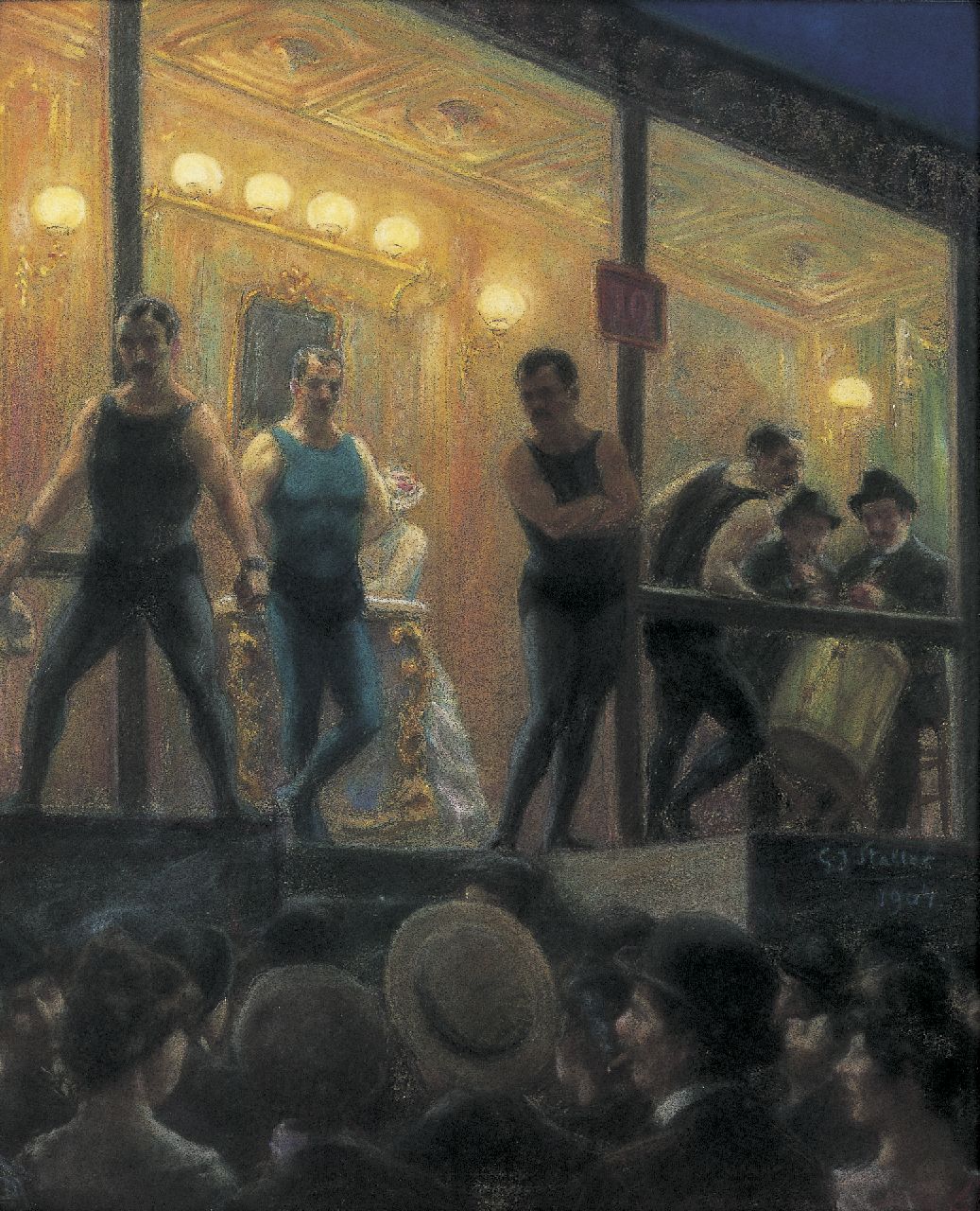 Staller G.J. | Gerard Johan Staller | Aquarellen en tekeningen te koop aangeboden | Bokstent op de kermis, pastel op papier op schildersboard 57,5 x 47,5 cm, gesigneerd rechts van het midden en gedateerd 1904 Staller G.J. | Gerard Johan Staller | Aquarellen en tekeningen te koop aangeboden | Bokstent op de kermis, pastel op papier op schildersboard 57,5 x 47,5 cm, gesigneerd rechts van het midden en gedateerd 1904