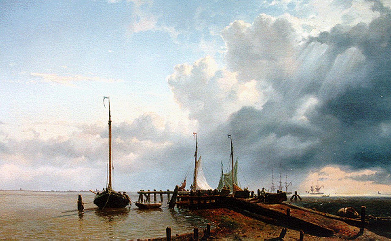 Deventer W.A. van | 'Willem' Anthonie van Deventer, Afgemeerde schepen, olieverf op doek 67,4 x 98,7 cm, gesigneerd rechtsonder en gedateerd '49 Deventer W.A. van | 'Willem' Anthonie van Deventer, Afgemeerde schepen, olieverf op doek 67,4 x 98,7 cm, gesigneerd rechtsonder en gedateerd '49