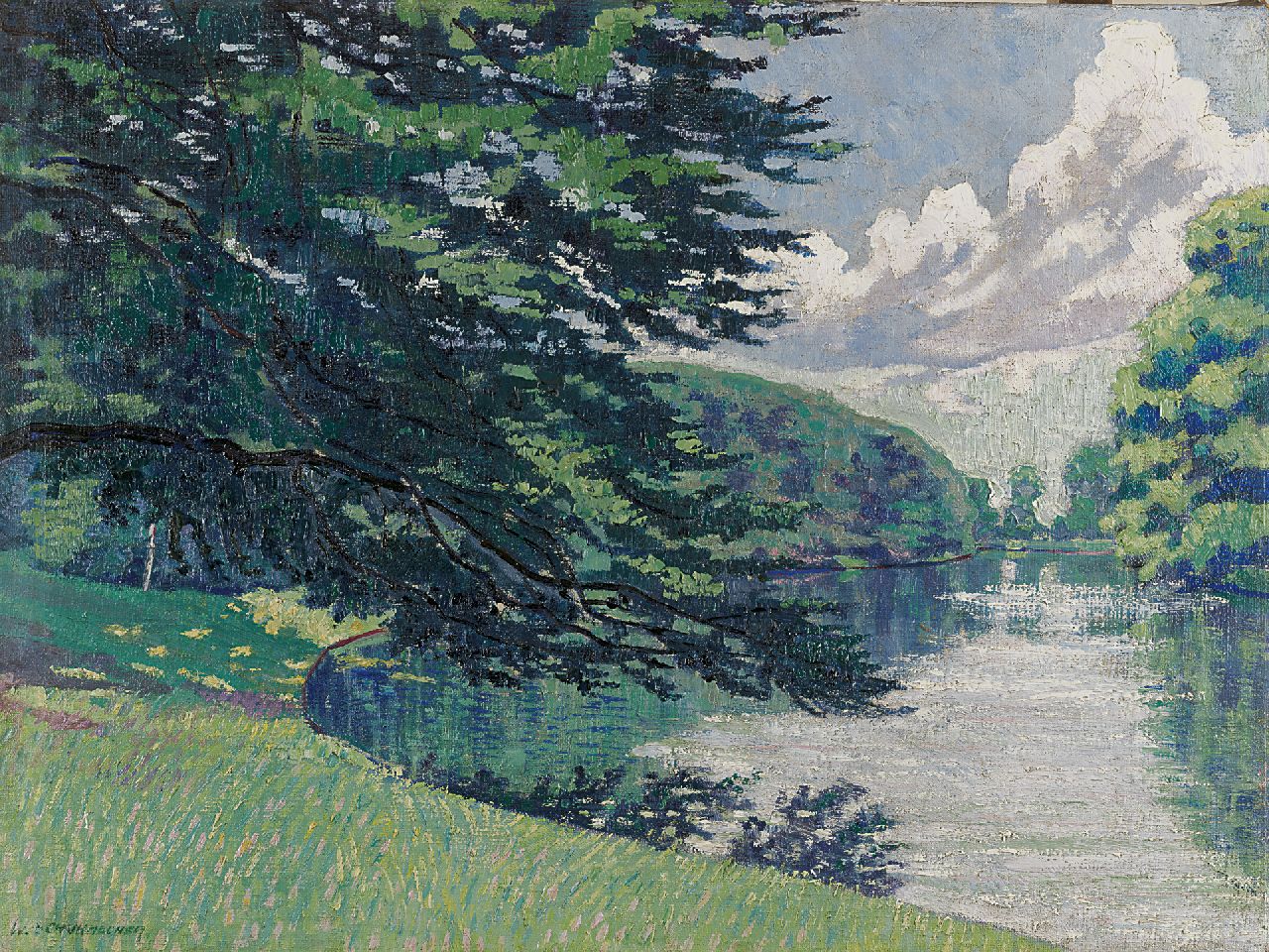 Schuhmacher W.G.C. | Wijtze Gerrit Carel 'Wim' Schuhmacher | Schilderijen te koop aangeboden | Park, olieverf op doek 48,8 x 64,9 cm, gesigneerd linksonder en te dateren ca. 1915 Schuhmacher W.G.C. | Wijtze Gerrit Carel 'Wim' Schuhmacher | Schilderijen te koop aangeboden | Park, olieverf op doek 48,8 x 64,9 cm, gesigneerd linksonder en te dateren ca. 1915