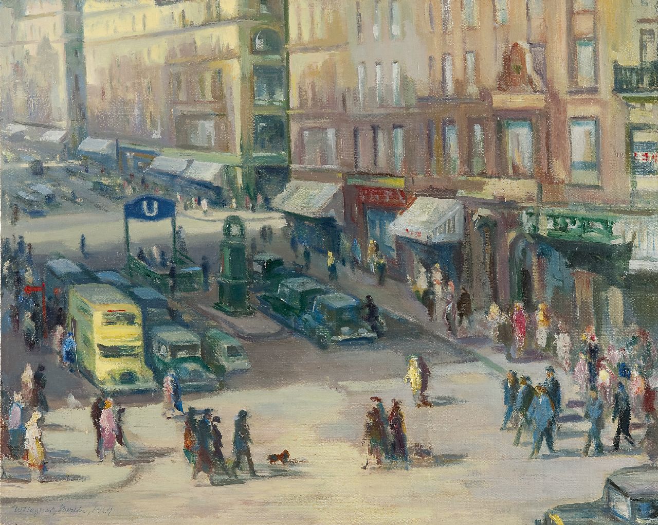 Wagner W.  | Wilhelm Wagner, De Friedrichstrasse in Berlijn, olieverf op doek 40,3 x 50,3 cm, gesigneerd linksonder en met stempel van de schilder  op spieraam en gedateerd 'Berlin, 1929'
