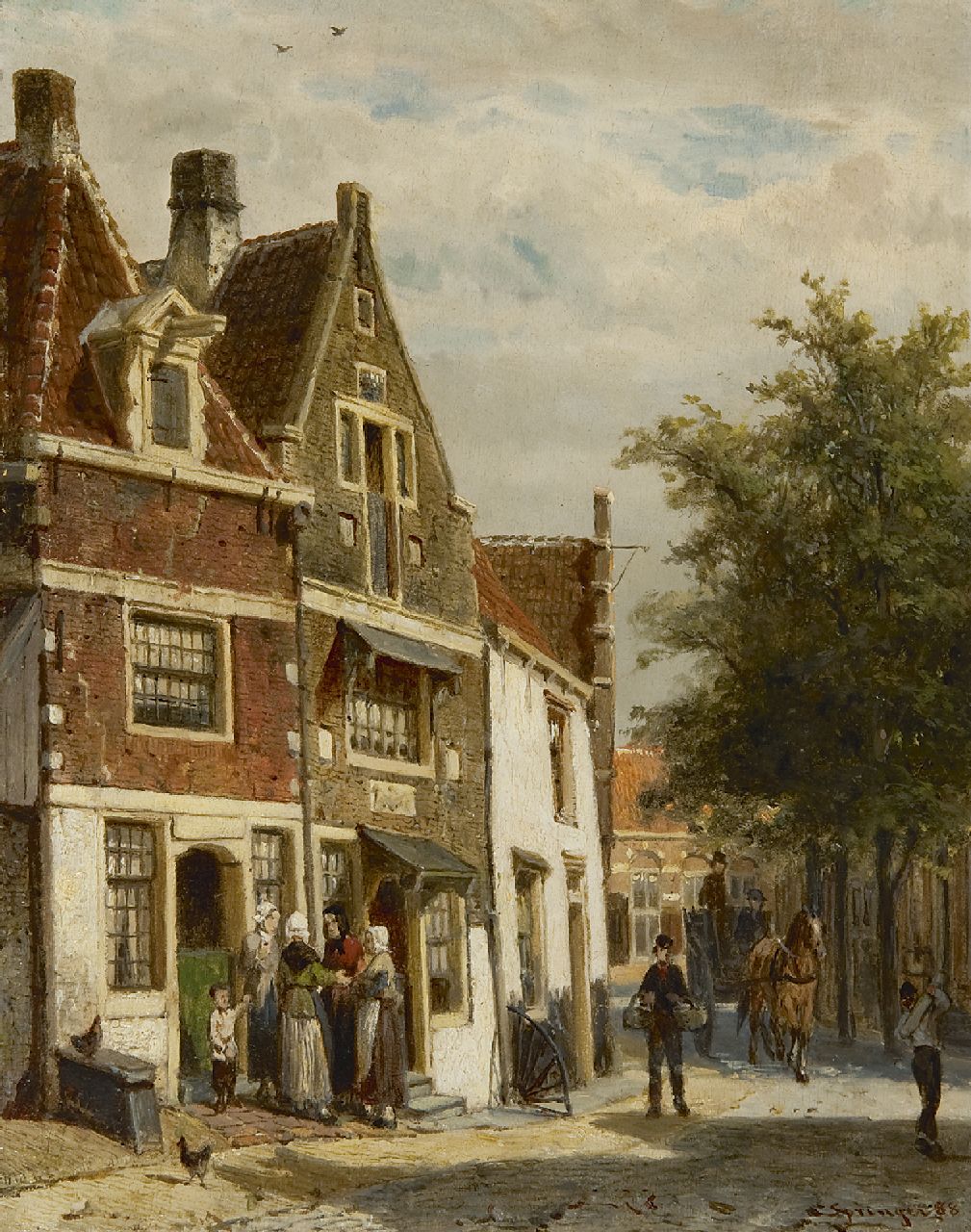 Springer C. | Cornelis Springer, De Leliestraat in Hoorn, olieverf op paneel 25,0 x 19,8 cm, gesigneerd rechtsonder en gedateerd '88 Springer C. | Cornelis Springer, De Leliestraat in Hoorn, olieverf op paneel 25,0 x 19,8 cm, gesigneerd rechtsonder en gedateerd '88