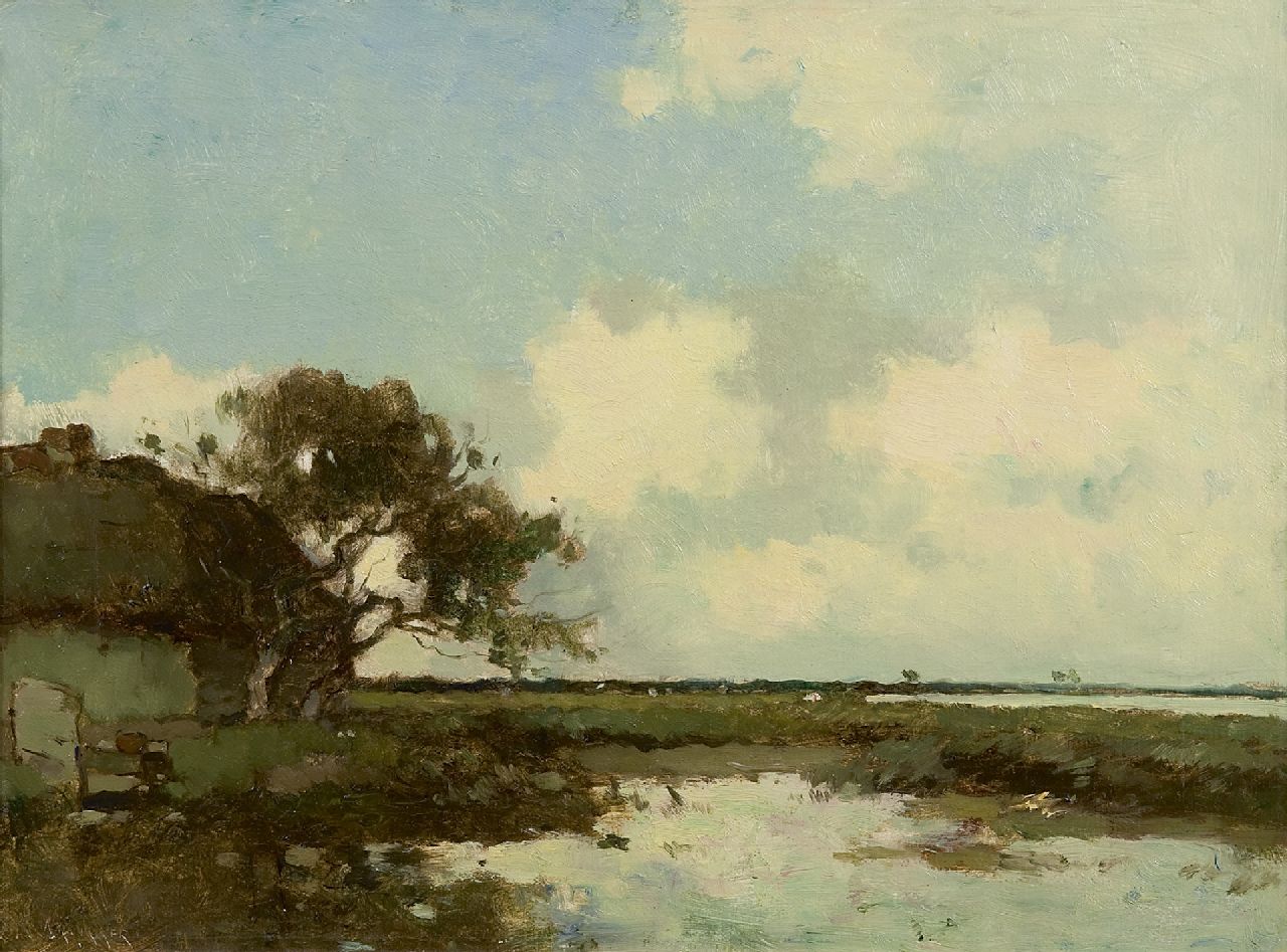 Knikker A. | Aris Knikker | Schilderijen te koop aangeboden | Polderlandschap, olieverf op doek 32,3 x 43,3 cm, gesigneerd linksonder Knikker A. | Aris Knikker | Schilderijen te koop aangeboden | Polderlandschap, olieverf op doek 32,3 x 43,3 cm, gesigneerd linksonder